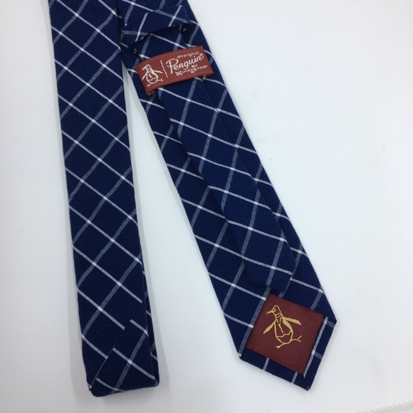 Original Penguin | Navy & White Plaid Necktie - Picture 5 of 6